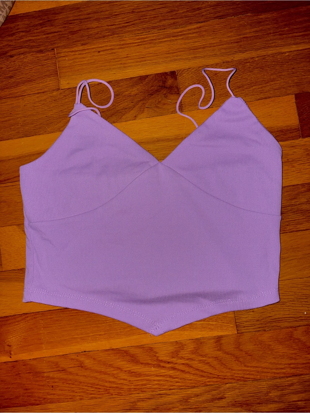 Rue21 Lilac Ribbed Spaghetti Strap Crop Top